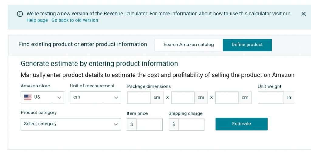 Amazon FBA Calculator Widget